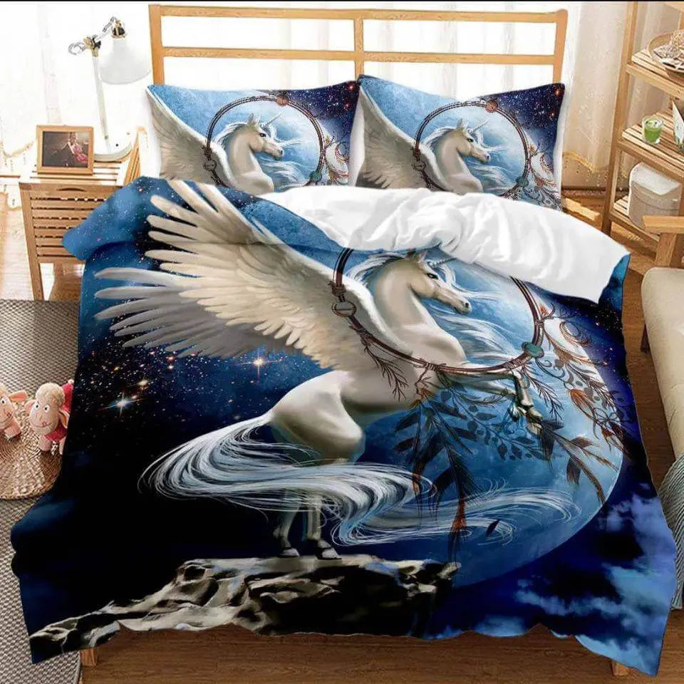3D Unicorn Quilt Cover Set