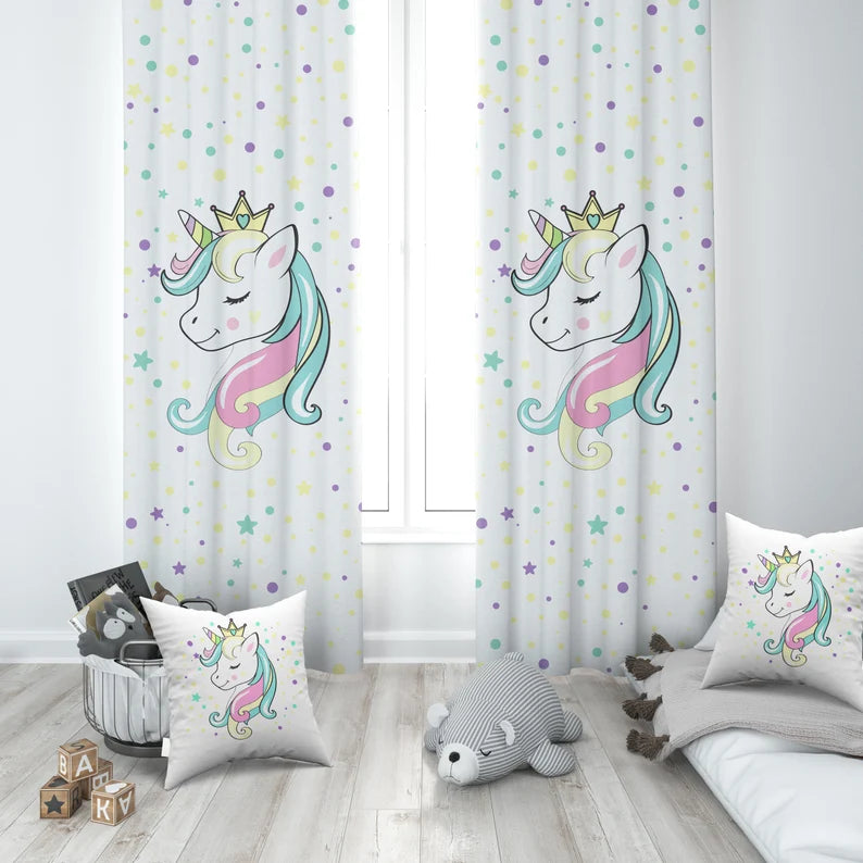 
Unicorn Nursery Curtains, Nursery Room Curtains, Window Curtains, Baby Room Curtains, Baby Boy Curtains, Kids Curtains, Baby Girl Curtains