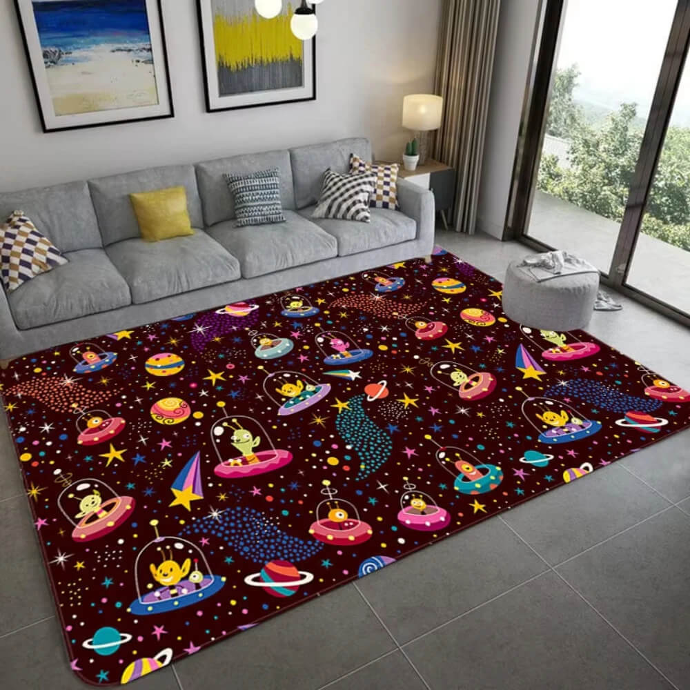 Outer Space Educational Rug for Classroom or Nursery