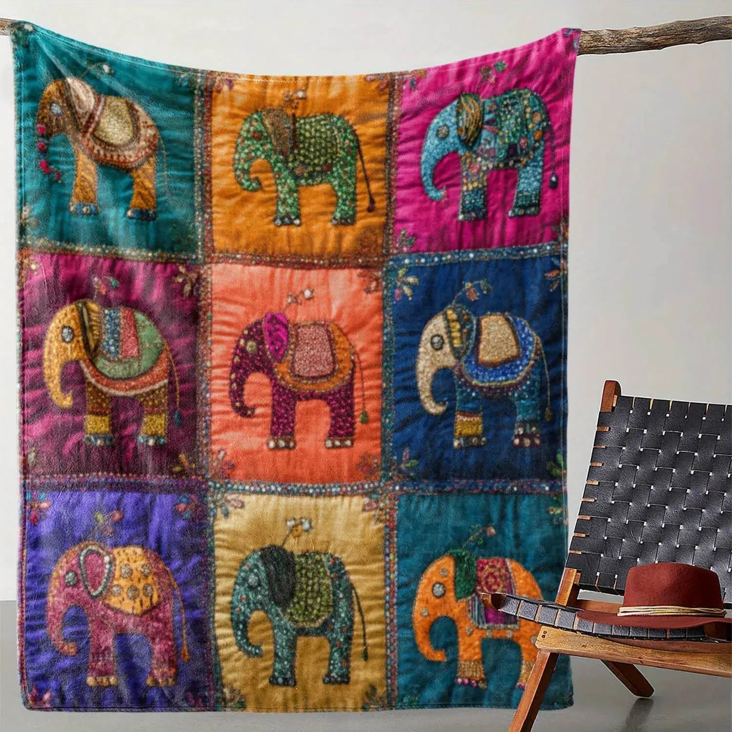 Vintage Elephant Throw Blanket