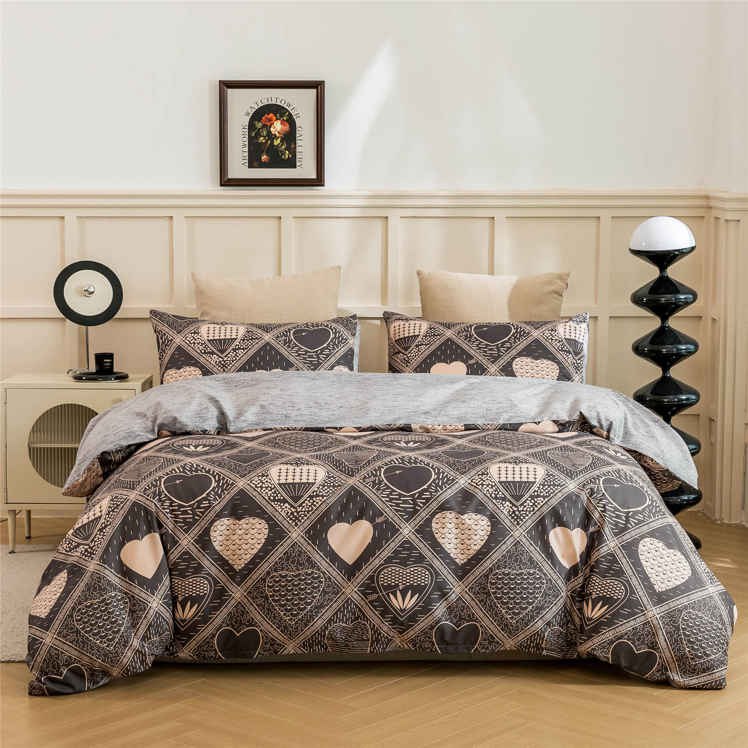 Romantic vintage heart doona cover