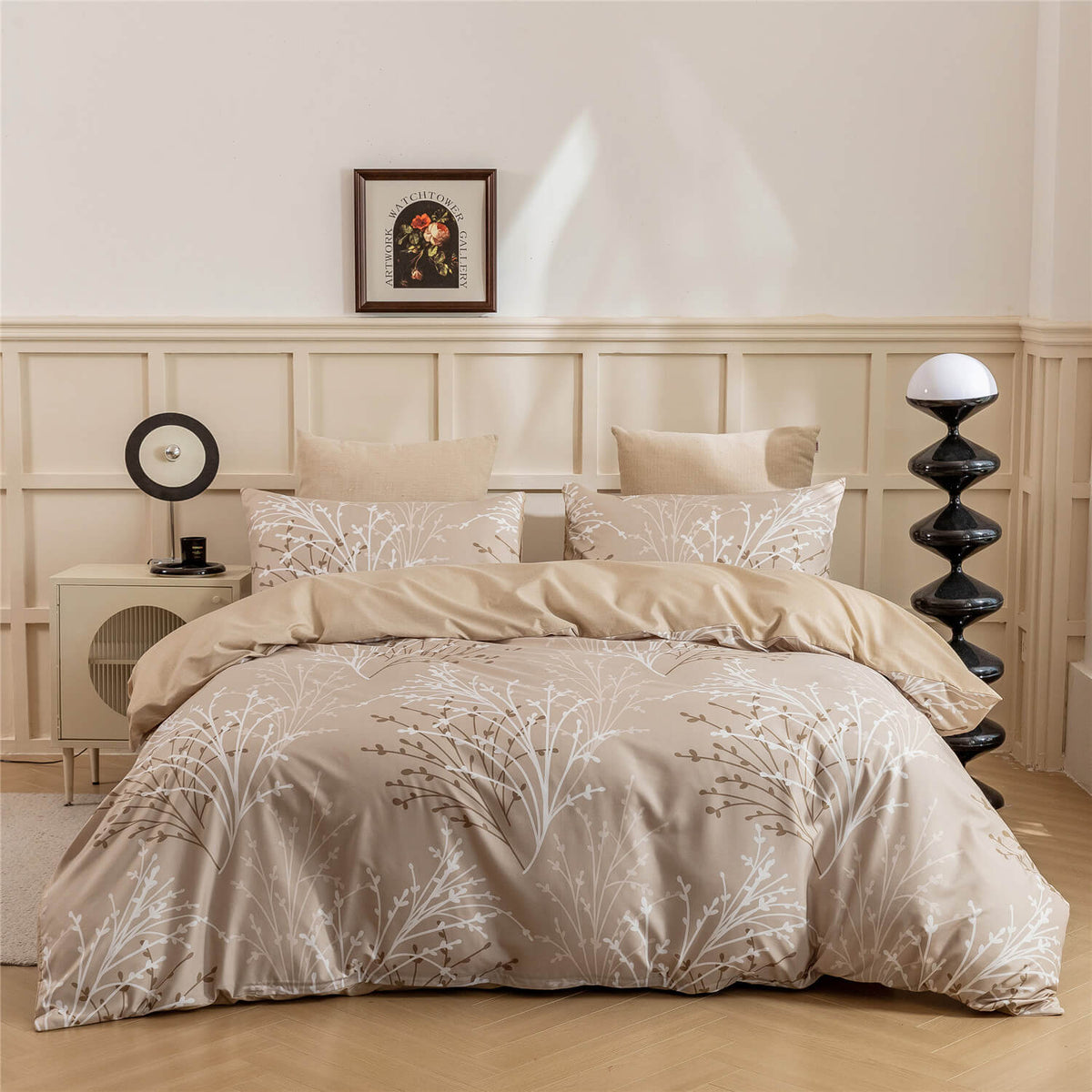Pretty botanical bedding design
