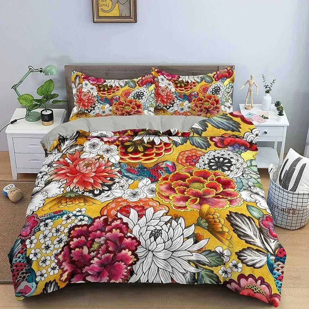 Vintage flower garden pattern quilt cover
