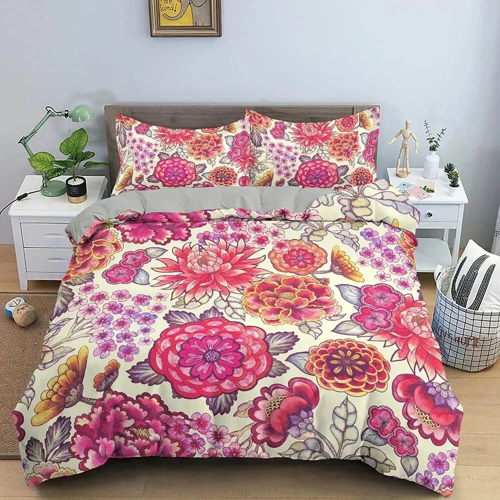 Boho style vintage flower quilt cover bedroom décor