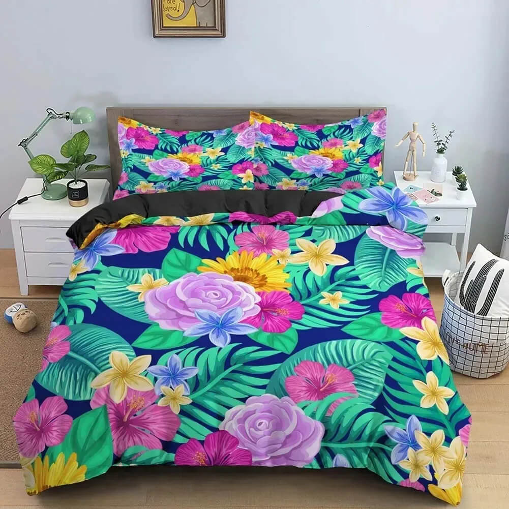 Soft microfiber vintage floral comforter cover set