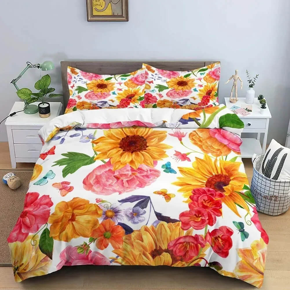 Vintage tropical flower bedding set for women
