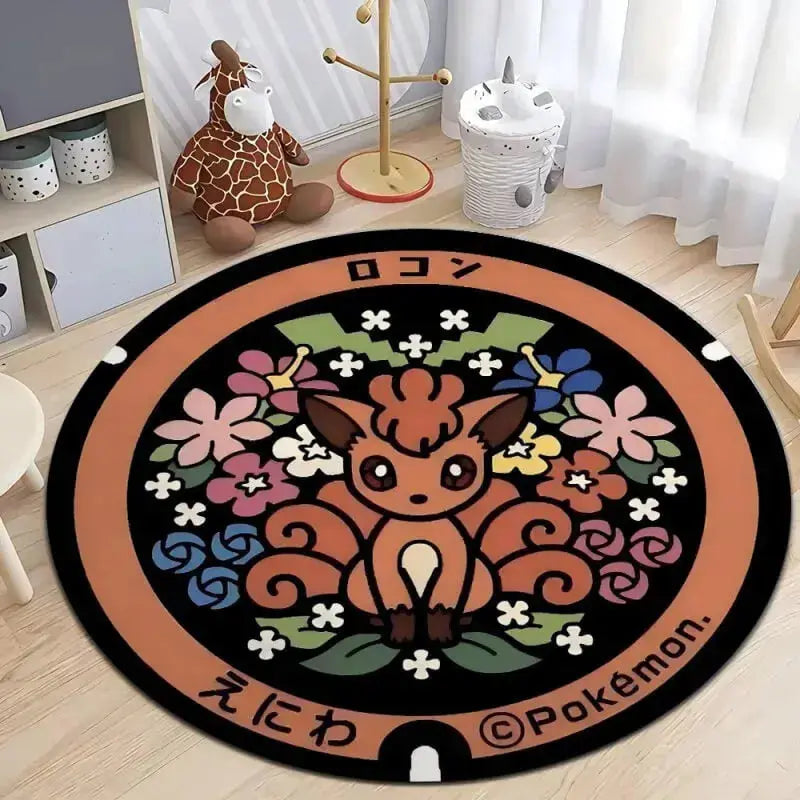 Soft round rug with non-slip base placed in a cozy living room