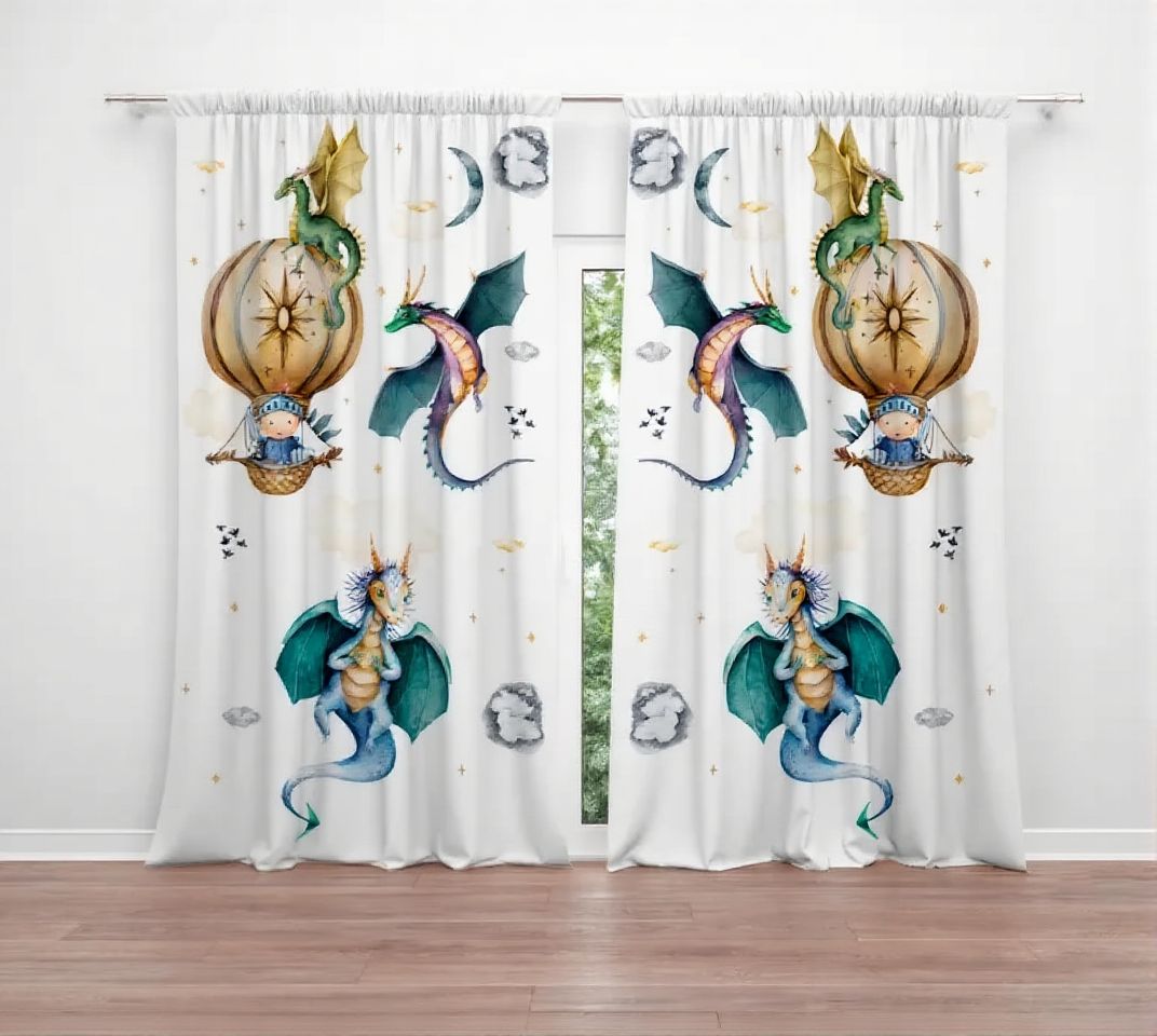 Watercolor Dragon Baby Boy Room Curtain Nursery Curtains
Window Curtains