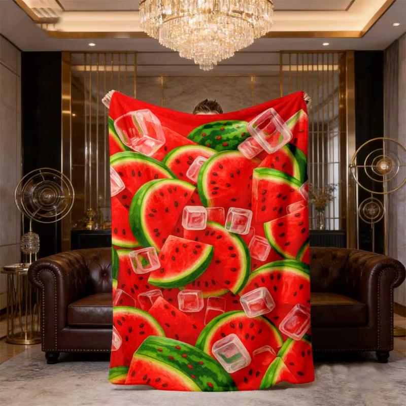 colorful watermelon fruit blanket cozy flannelfabric