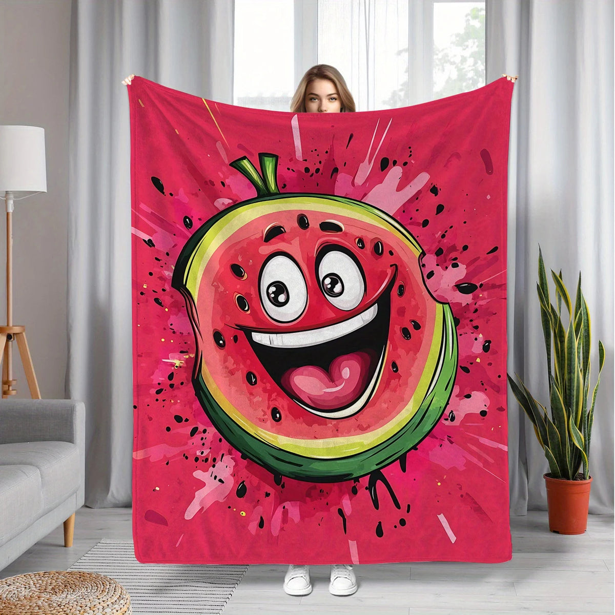 watermelon flannel blanket for bed and couch