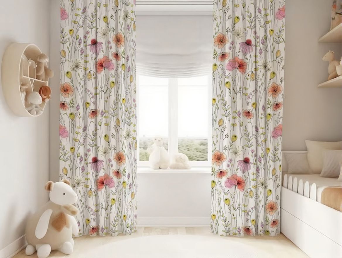 Wildflowers Baby Girl Room Curtain Nursery Curtains Window Curtains