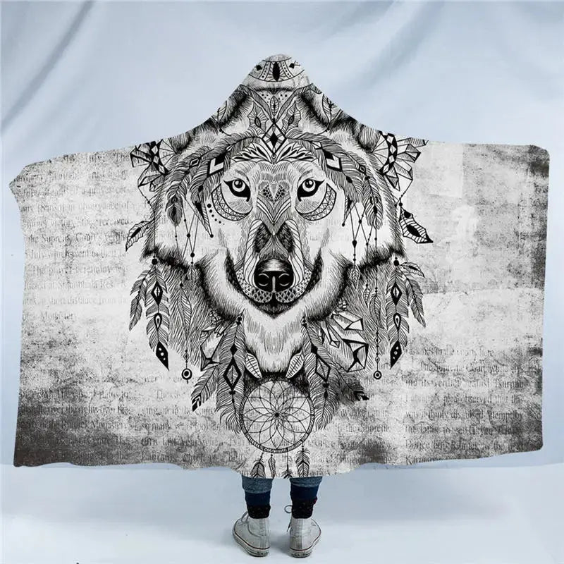 Wolf Hooded Blanket My Store