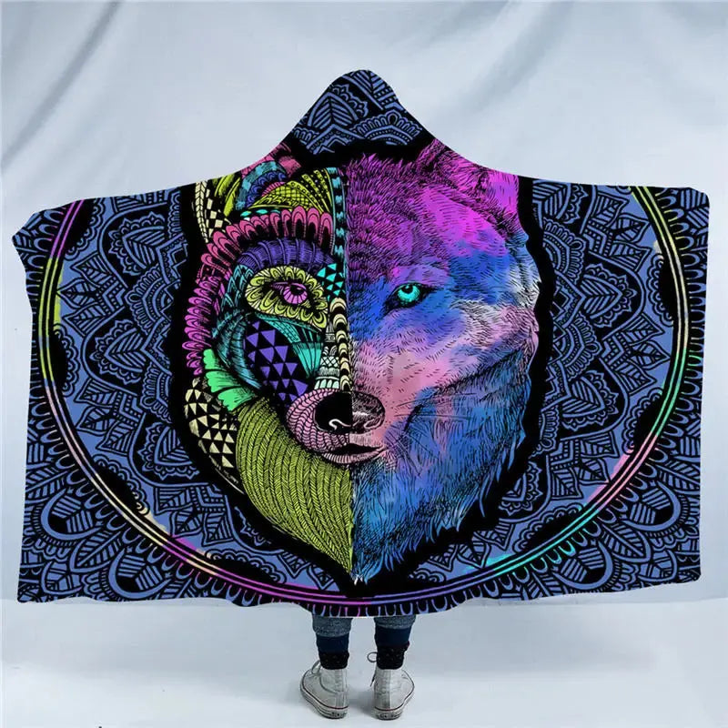 Wolf Hooded Blanket My Store