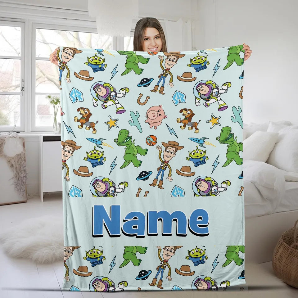 Woody and Buzz custom blanket, Buzz Lightyear personalized blanket, Jessie Toy Story blanket custom made
