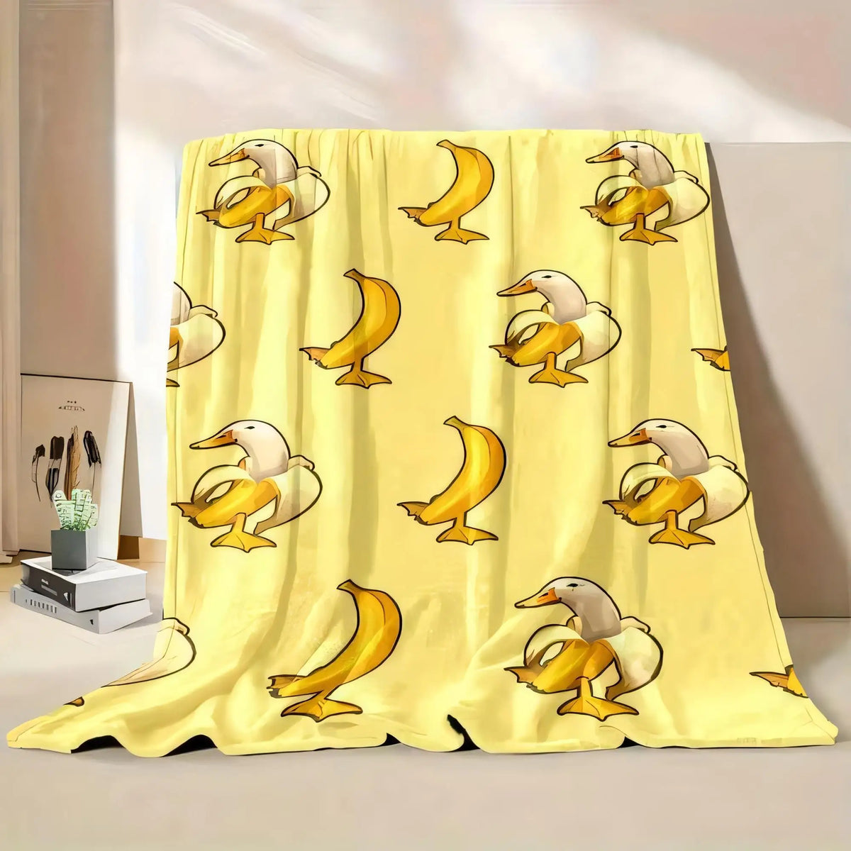 soft yellow duck flannel throw blanket for bed