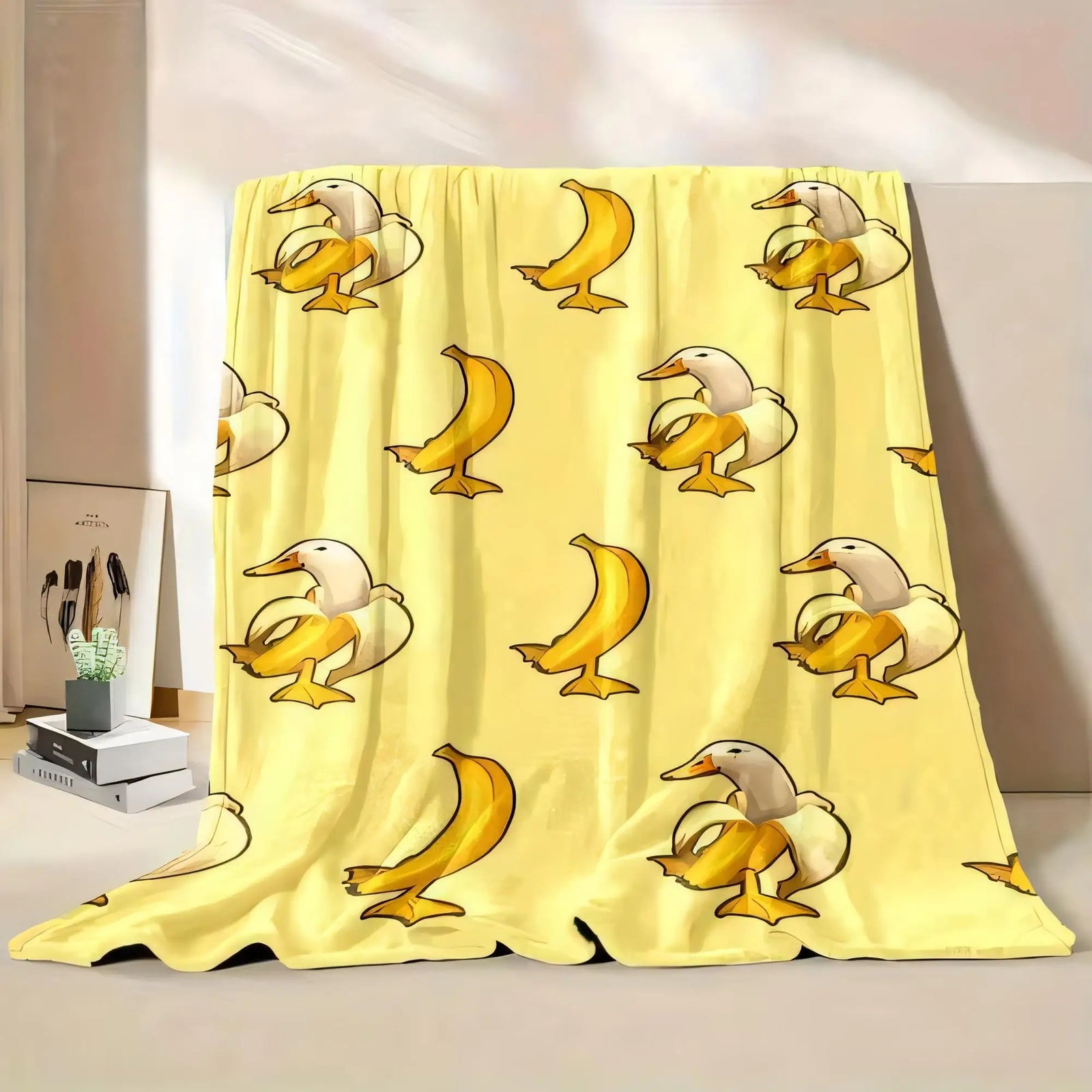 soft yellow duck flannel throw blanket for bed