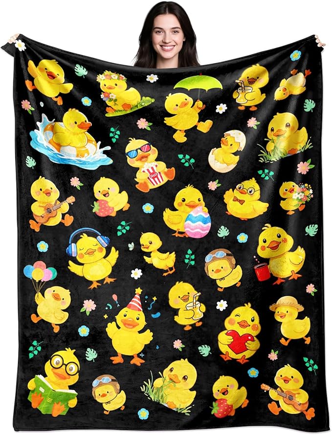 yellow duck throw blanket gift for kids and duck lovers