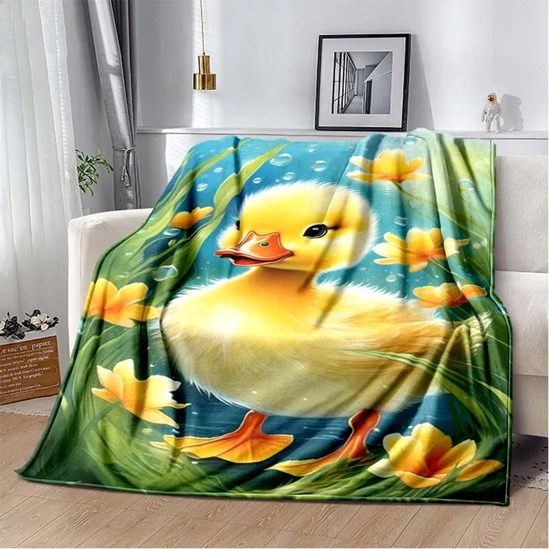 yellow duck throw blanket soft plush fabric for bedroom