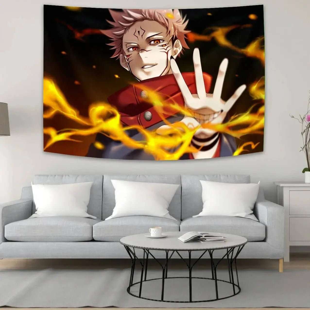 Jujutsu Kaisen Wall Tapestry Featuring Itadori and Sukuna