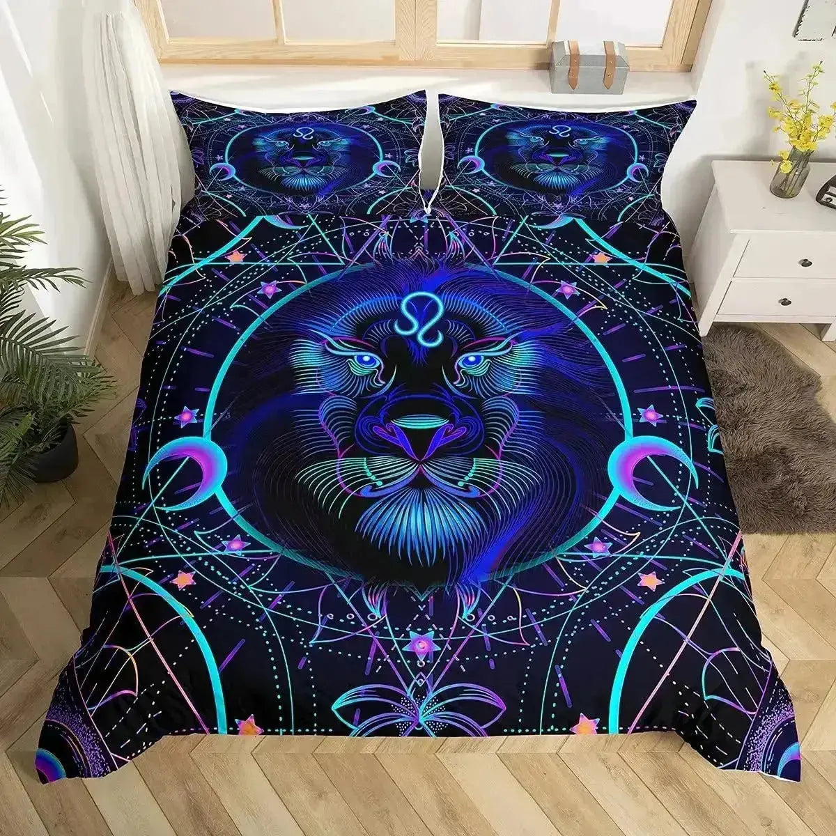 Leo Duvet Cover – Bold Lion Zodiac Constellation Bedding