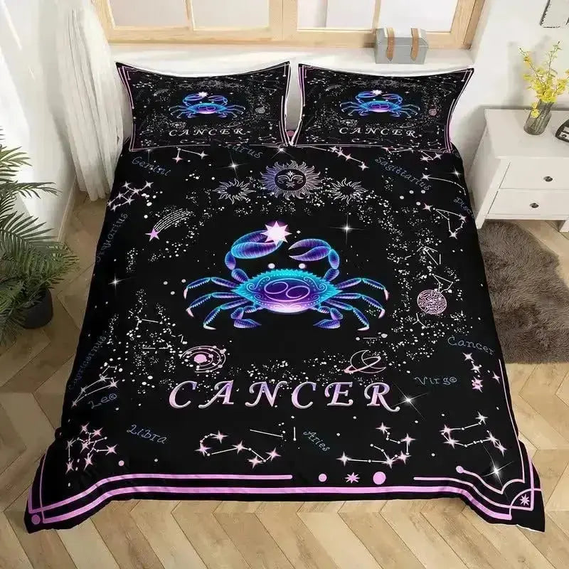 Cancer Zodiac Bedspread – Moonlit Crab Star Sign Comforter Cover