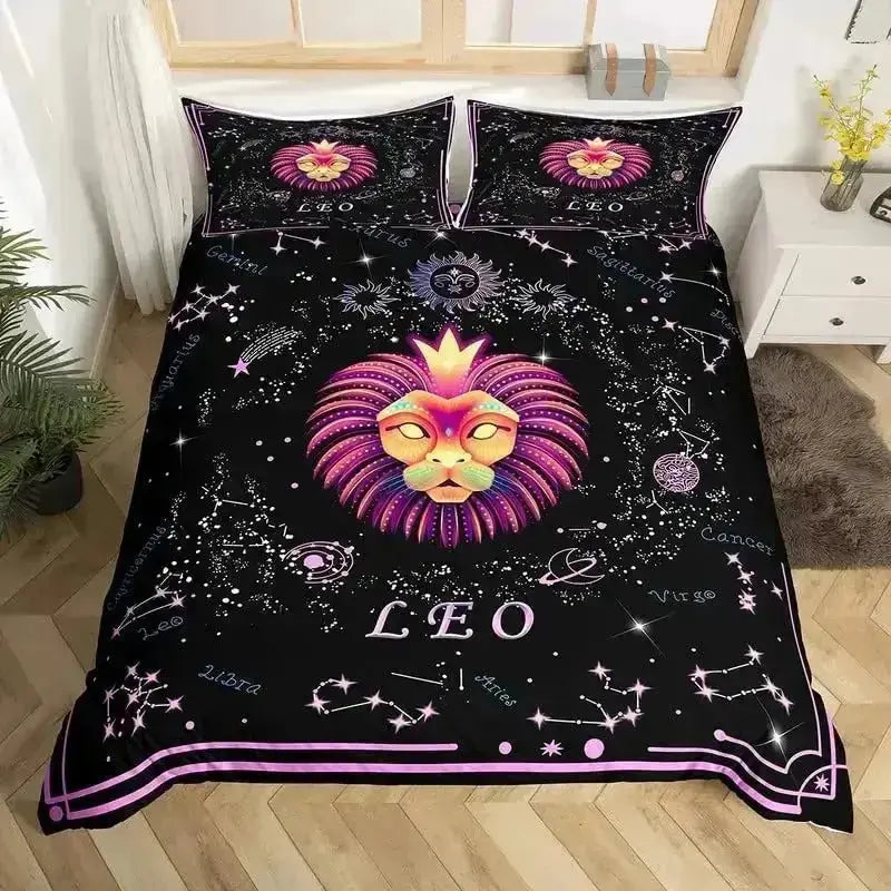 Leo Duvet Cover – Bold Lion Zodiac Constellation Bedding