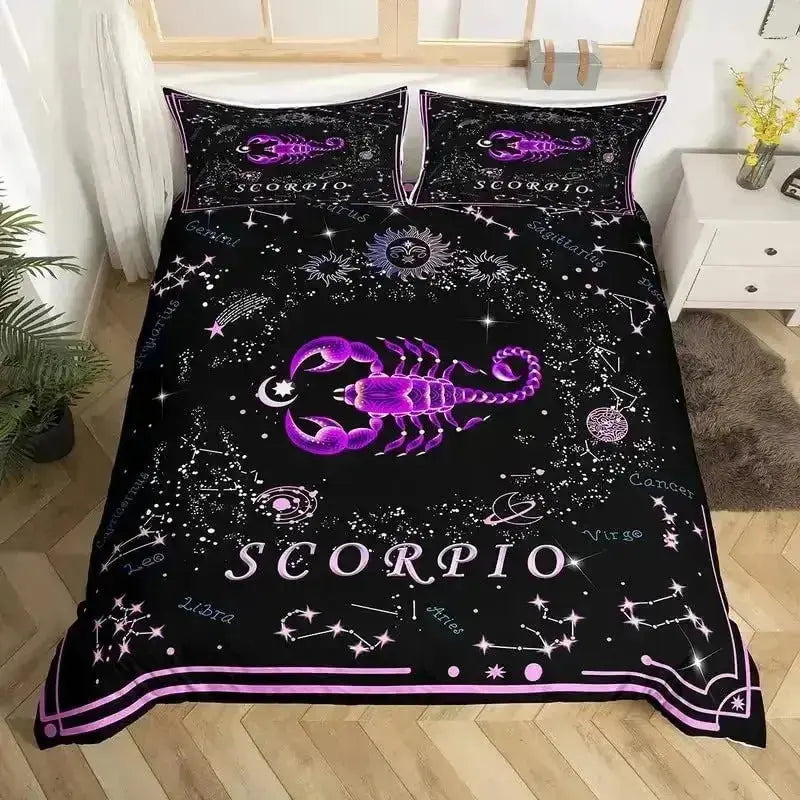 Scorpio Bedding Set – Mystical Scorpion Zodiac Night Sky Design