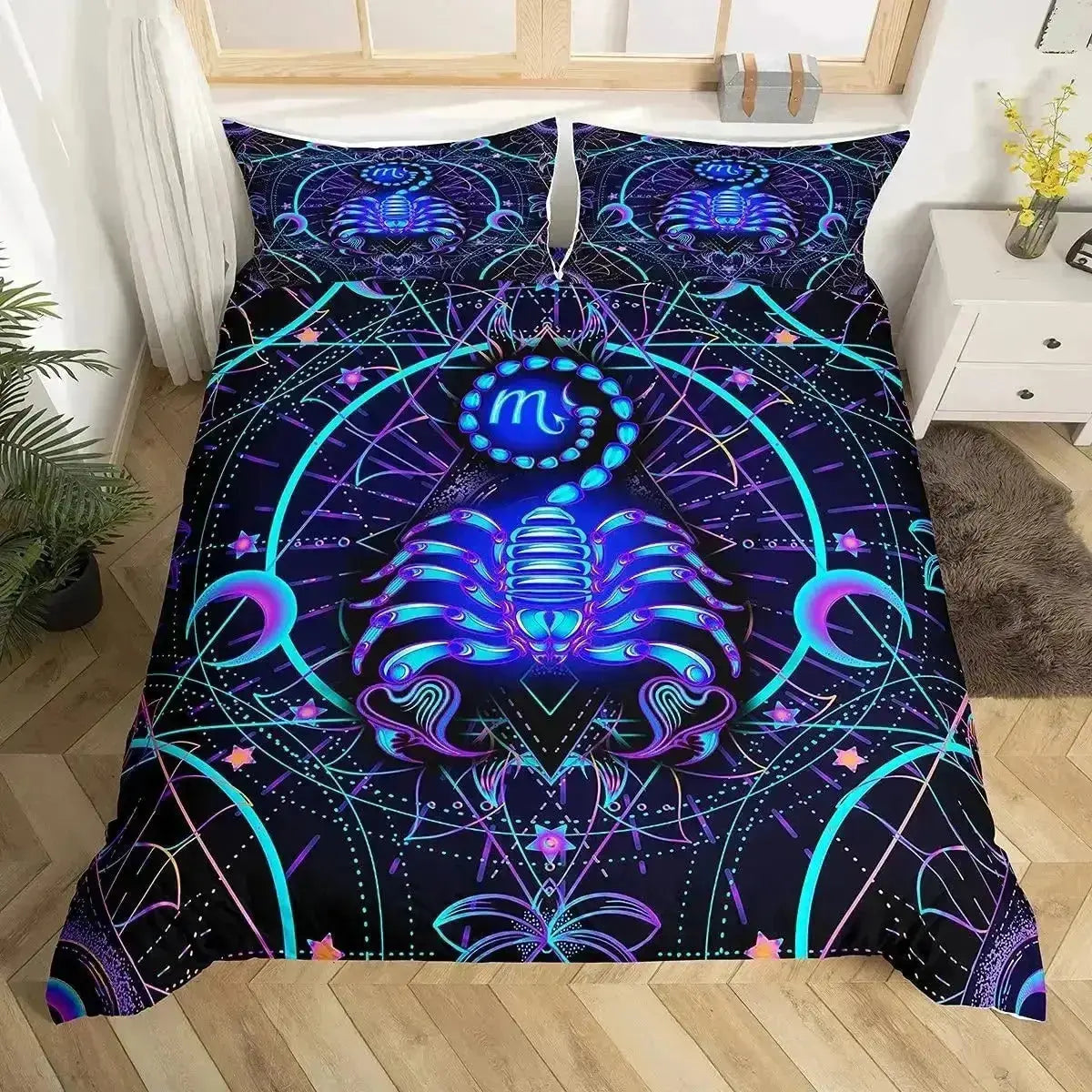 Scorpio Bedding Set – Mystical Scorpion Zodiac Night Sky Design