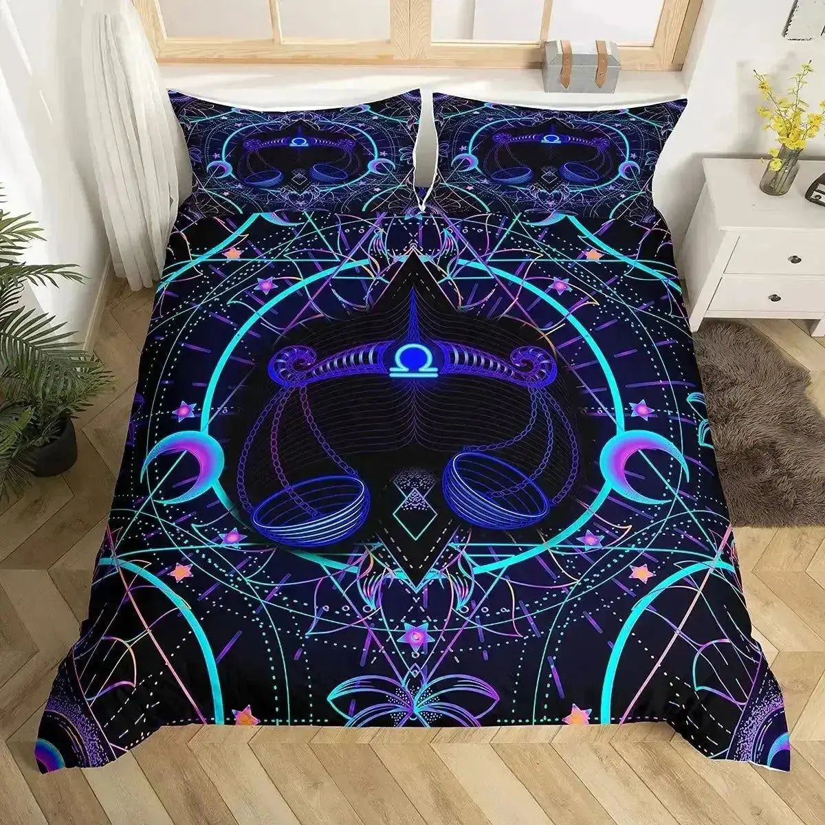 Libra Zodiac Quilt Cover – Balanced Scale Star Constellation Bedding