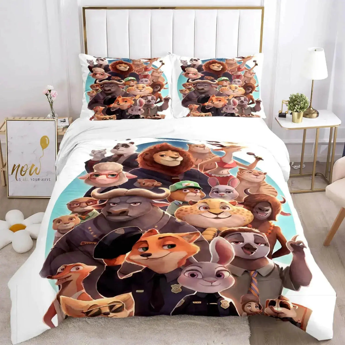 Zootopia Mayor Lionheart & Stu Hopps Kids Quilt Cover Zirconic