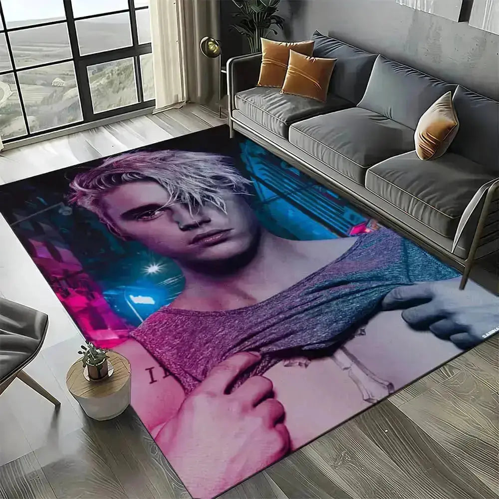 Singer Justin Bieber Area Rug Zirconic