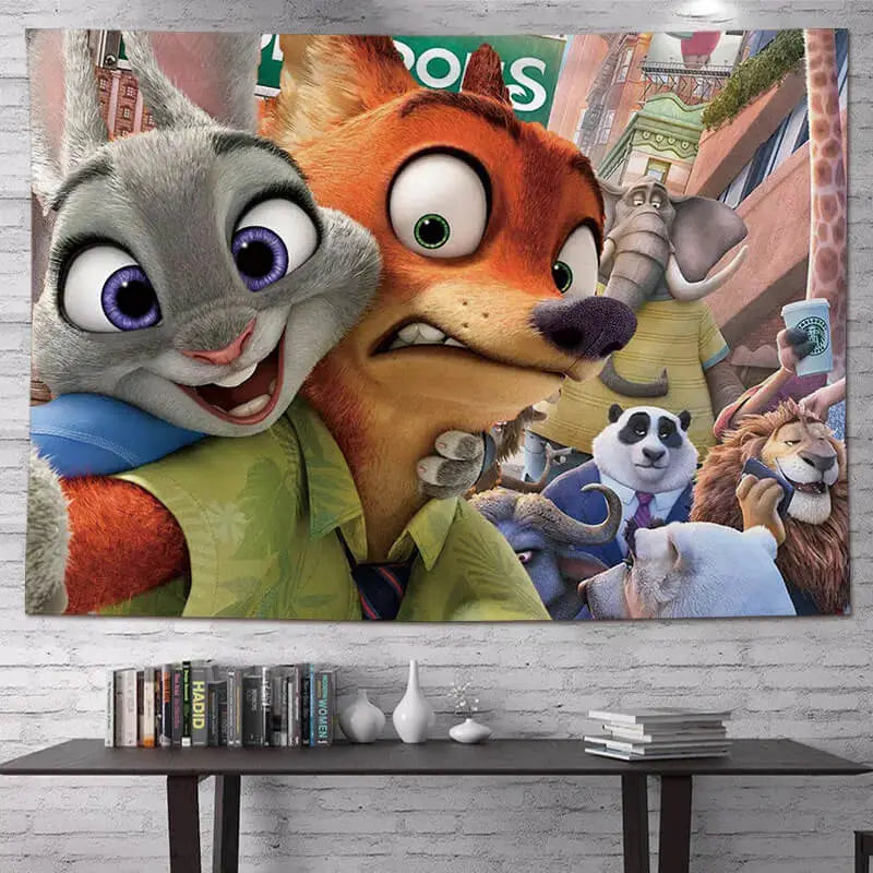 Zootopia Mayor Lionheart & Chief Bogo Kids Tapestry Zirconic