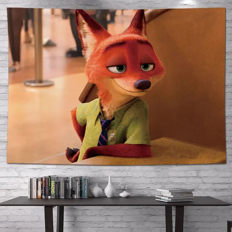 Zootopia Nick Wilde Cartoon Kids Wall Tapestry Zirconic