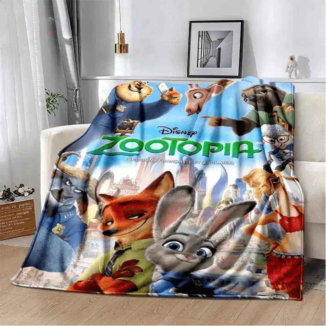 Zootopia Officer Clawhauser & Chief Bogo Kids Flannel Throw Blanket Zirconic