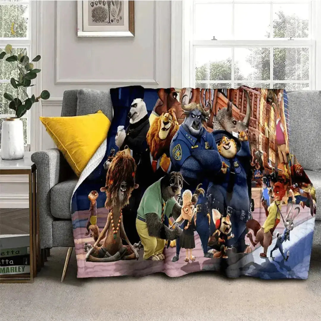 Zootopia Officer McHorn & Jerry Jumbeaux Jr Kids Throw Blanket Zirconic
