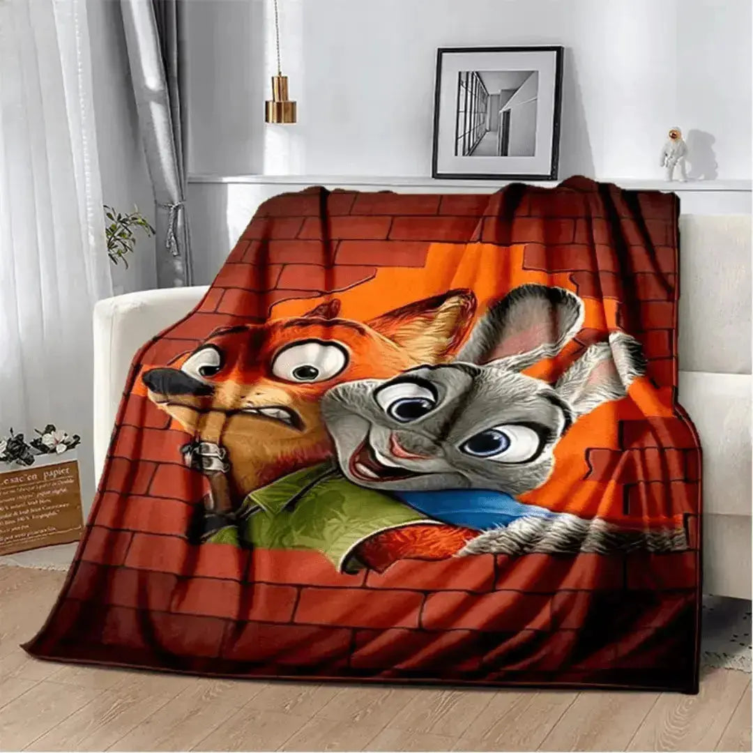 3D Zootopia Nick Wilde & Judy Hopps Kids Flannel Throw Blanket Zirconic