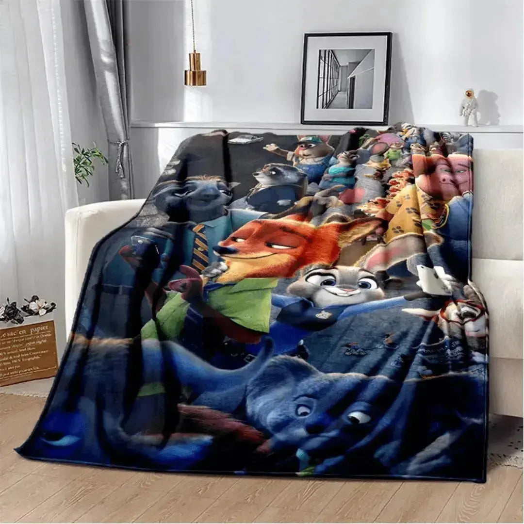 Zootopia Mr. Manchas & Mrs. Otterton Kids Flannel Throw Blanket Zirconic
