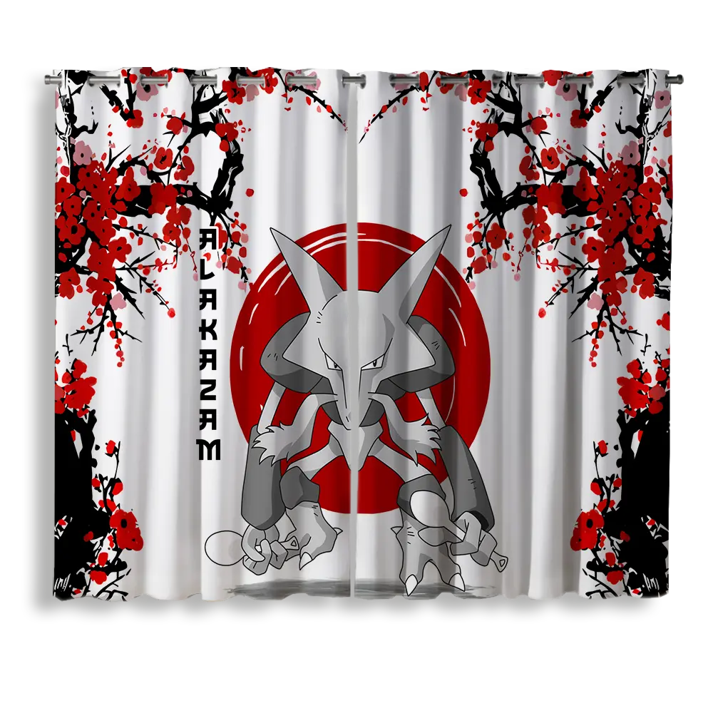 Alakazam Pokemon Japan Style Window Curtain for bedroom, kids room, and anime home decor