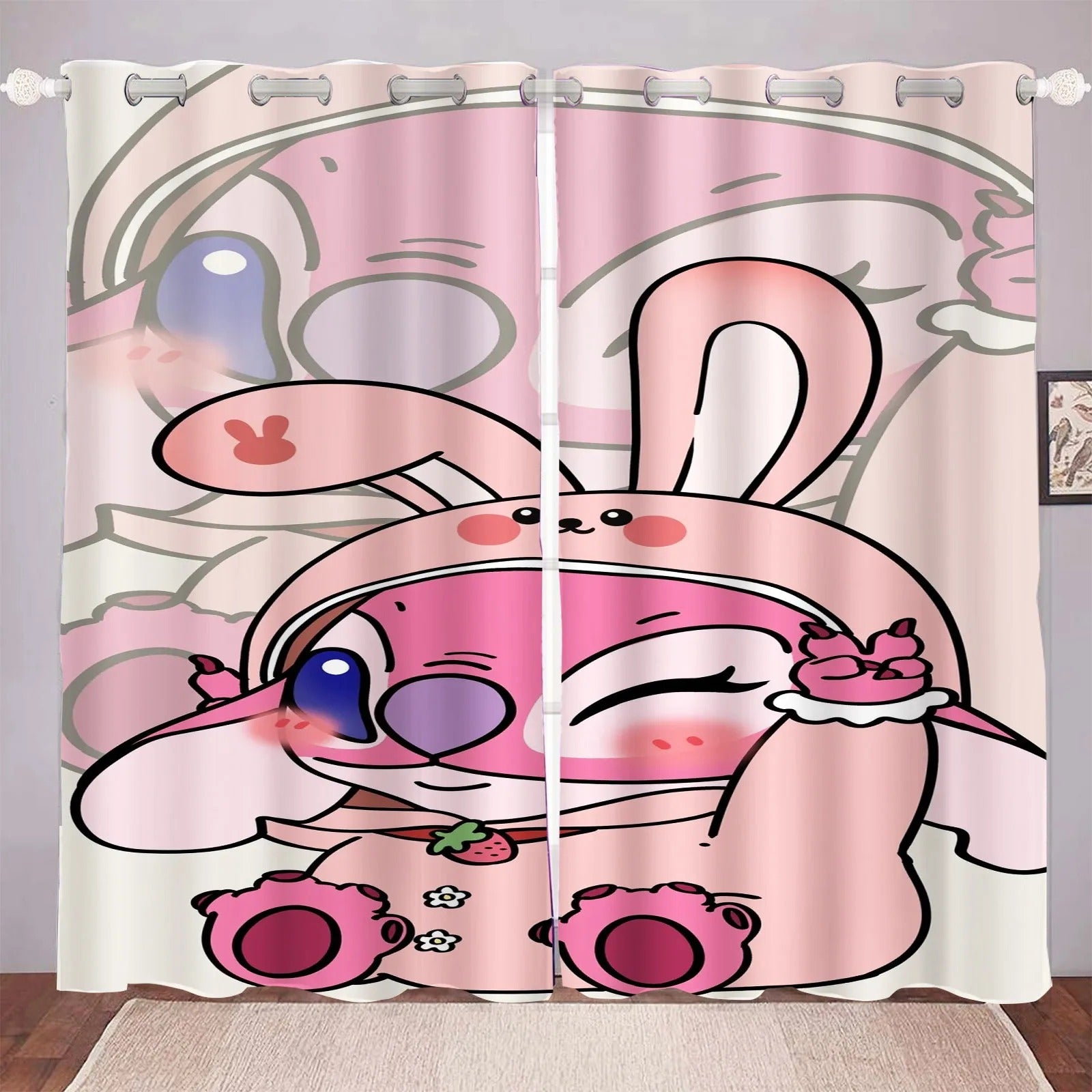 Cartoon Stitch Ohana Angel Curtains – Blackout Drapes for Privacy & Stylish Anime Bedroom Décor