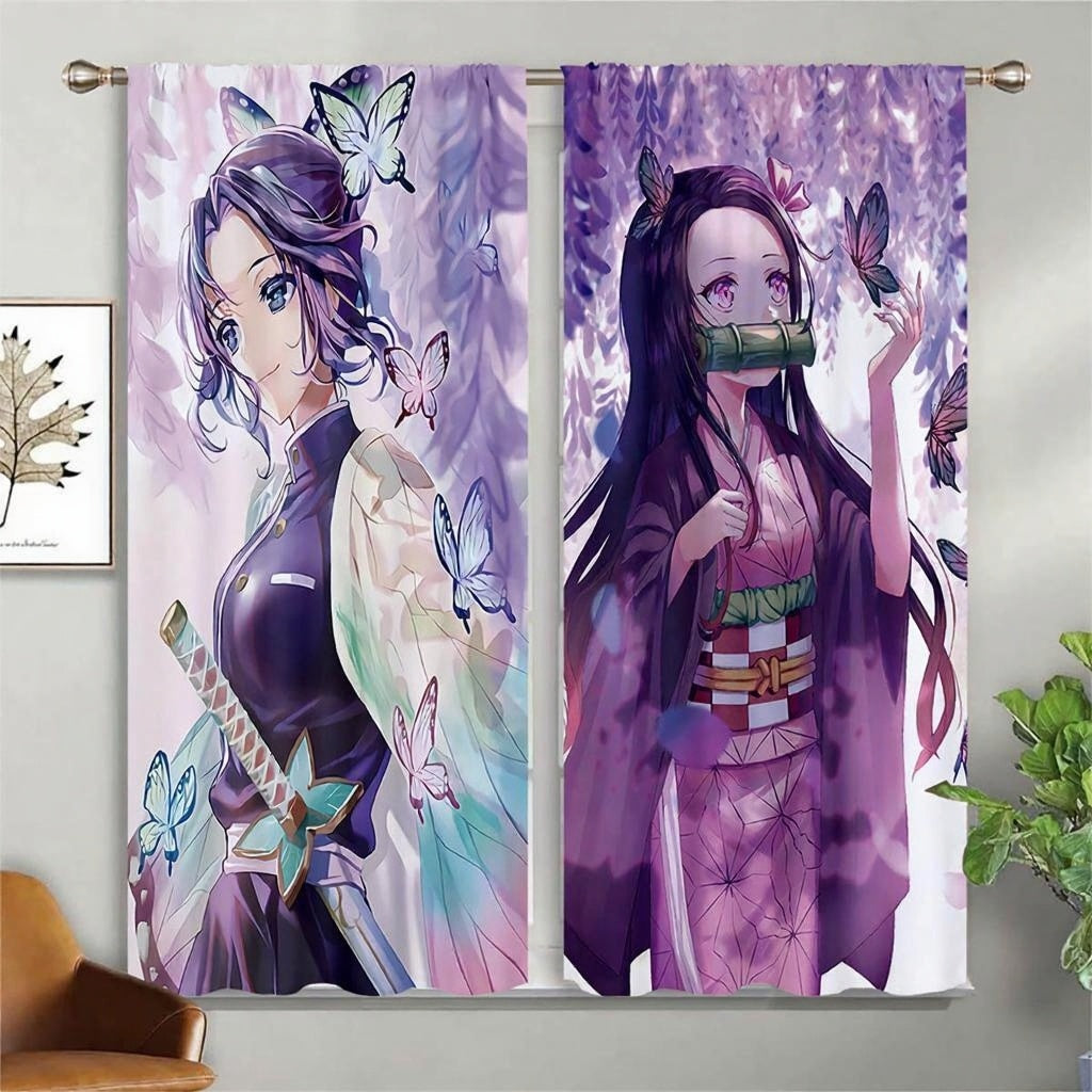 Animation cartoon curtains, 2 PCS decorative window drapes for children’s room, kitchen, living room, study, and home decoration.