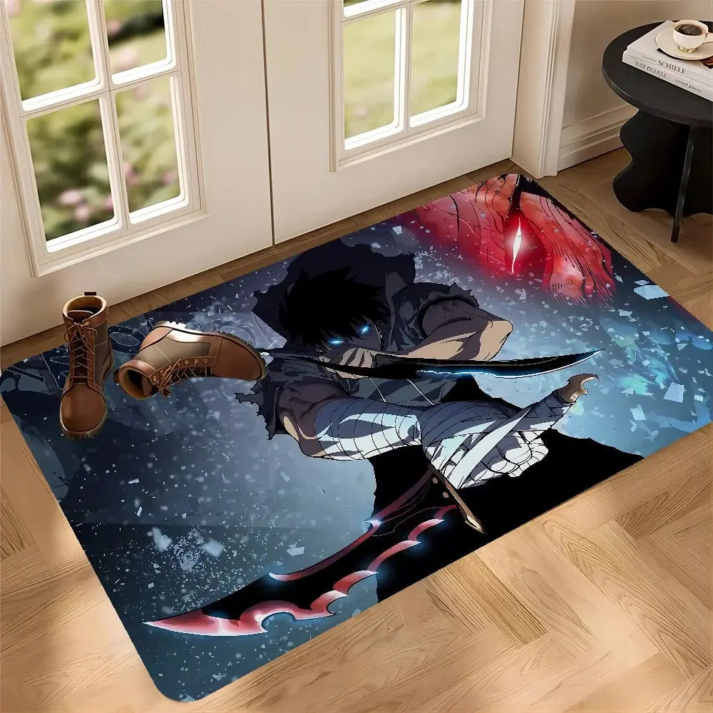 Solo Leveling printed door mat with non-slip backing and vivid colors