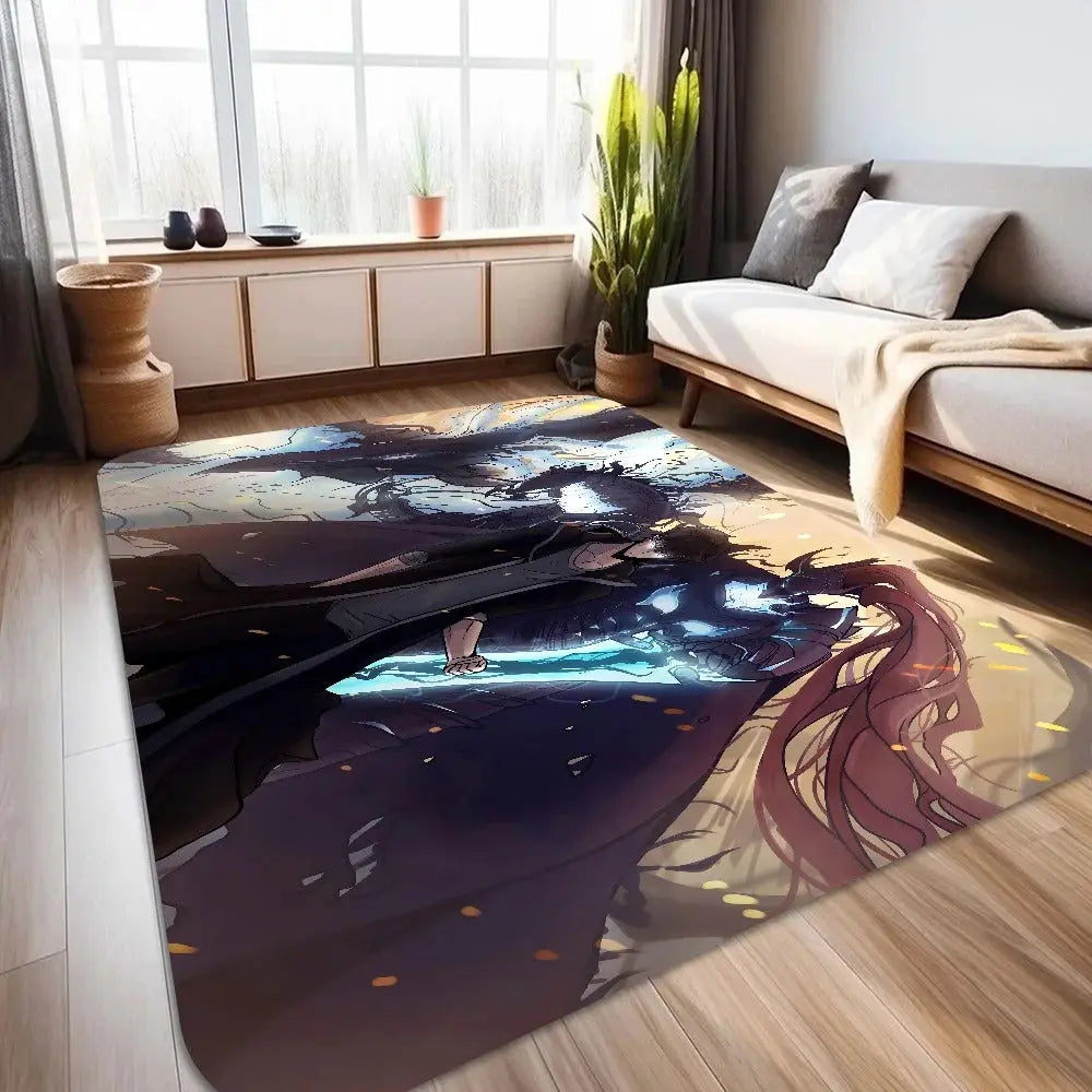 Anime floor mat Solo Leveling soft non-slip bedroom rug
