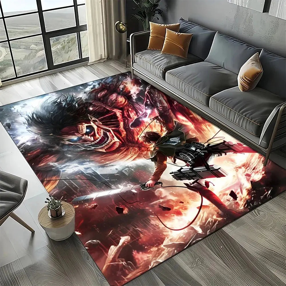 Anime lovers gift rug Attack on Titan soft flannel floor mat