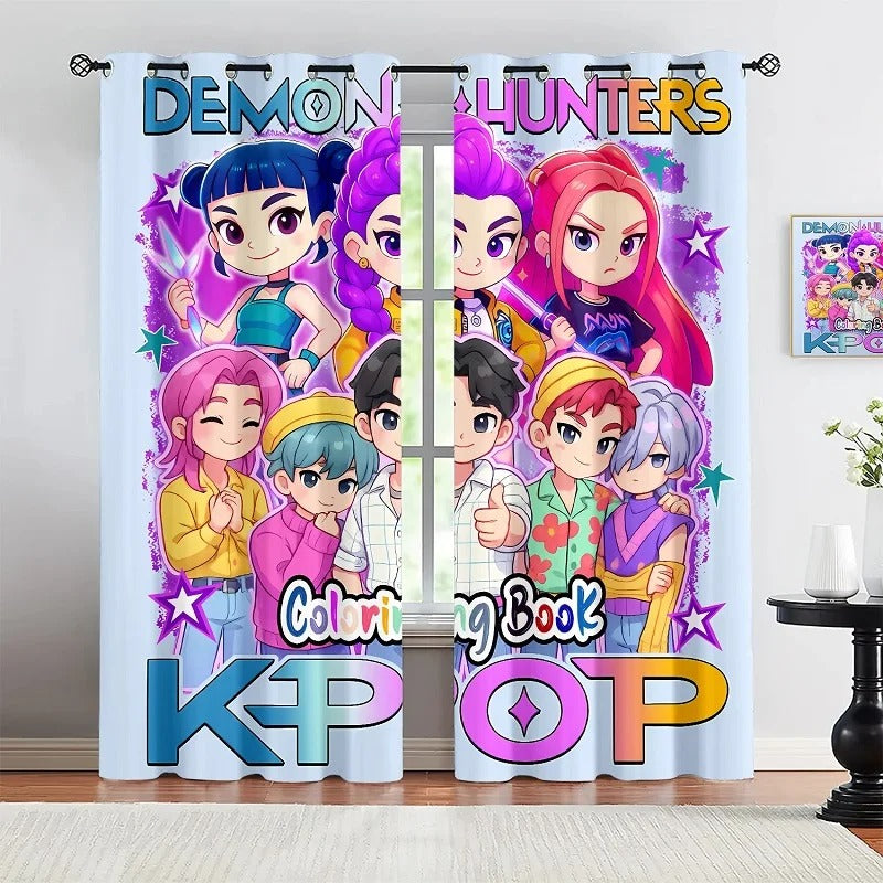 Anime Huntrix blackout curtains kids gift, perfect for anime room décor or gaming space.