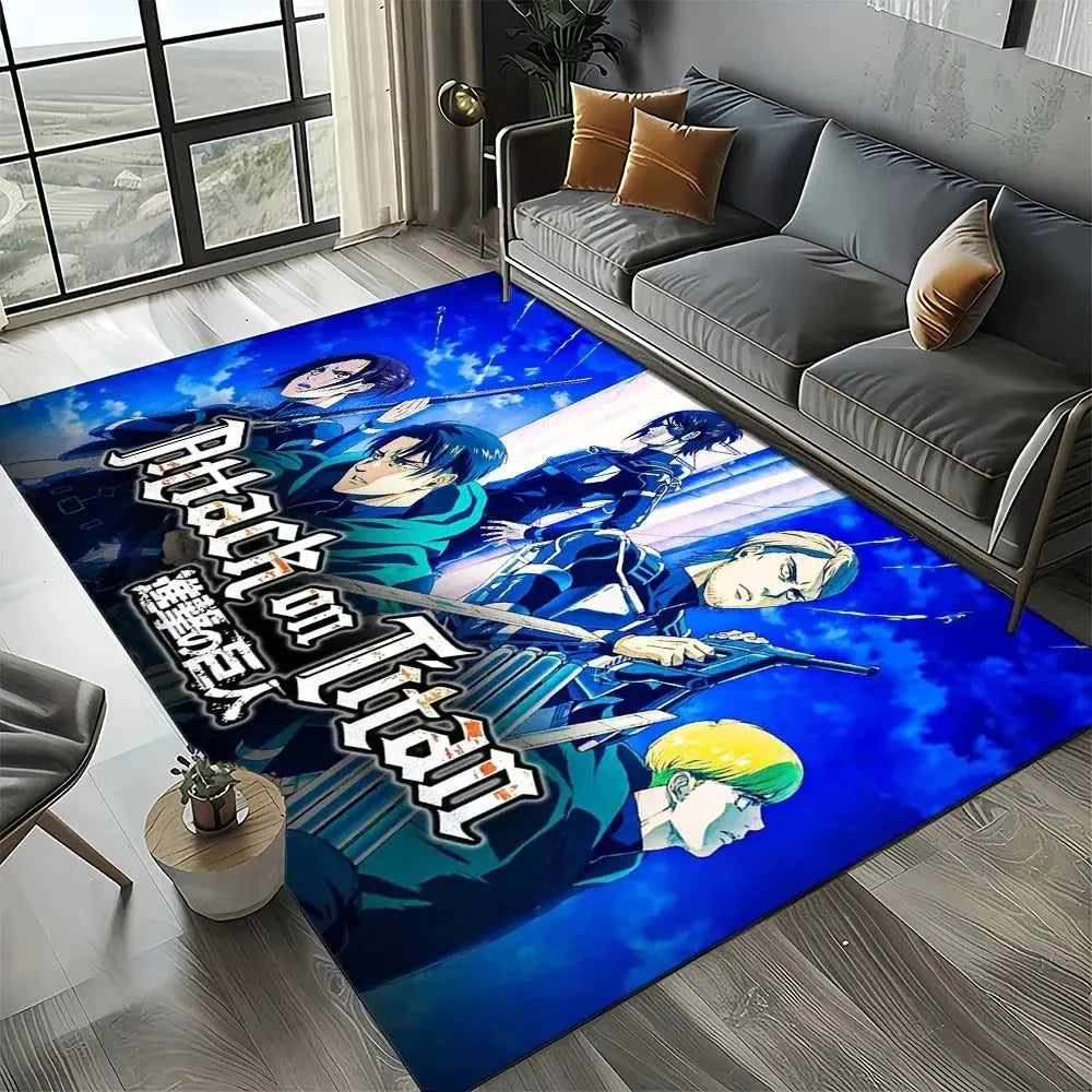 Attack on Titan anime themed soft carpet for cozy rooms and lounges