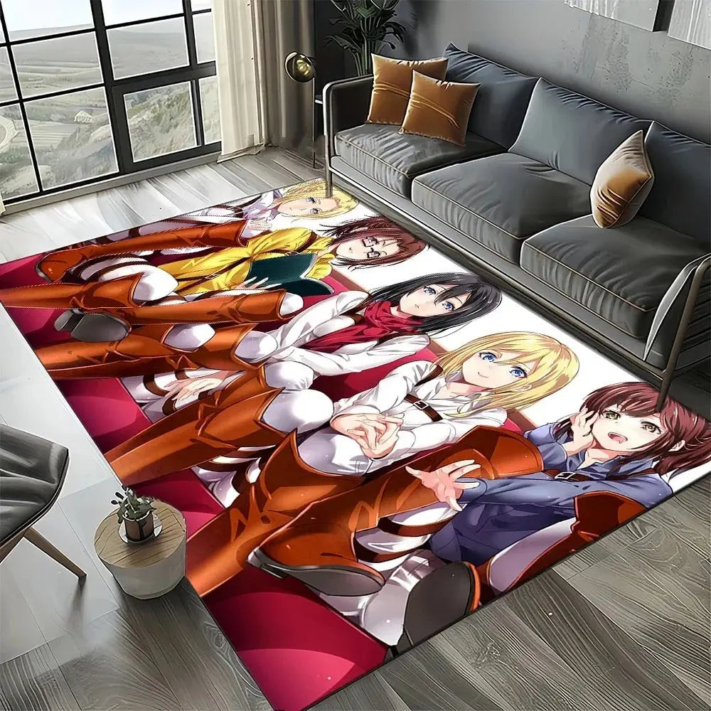 Attack on Titan Girls hallway mat anime entrance rug with non-slip back