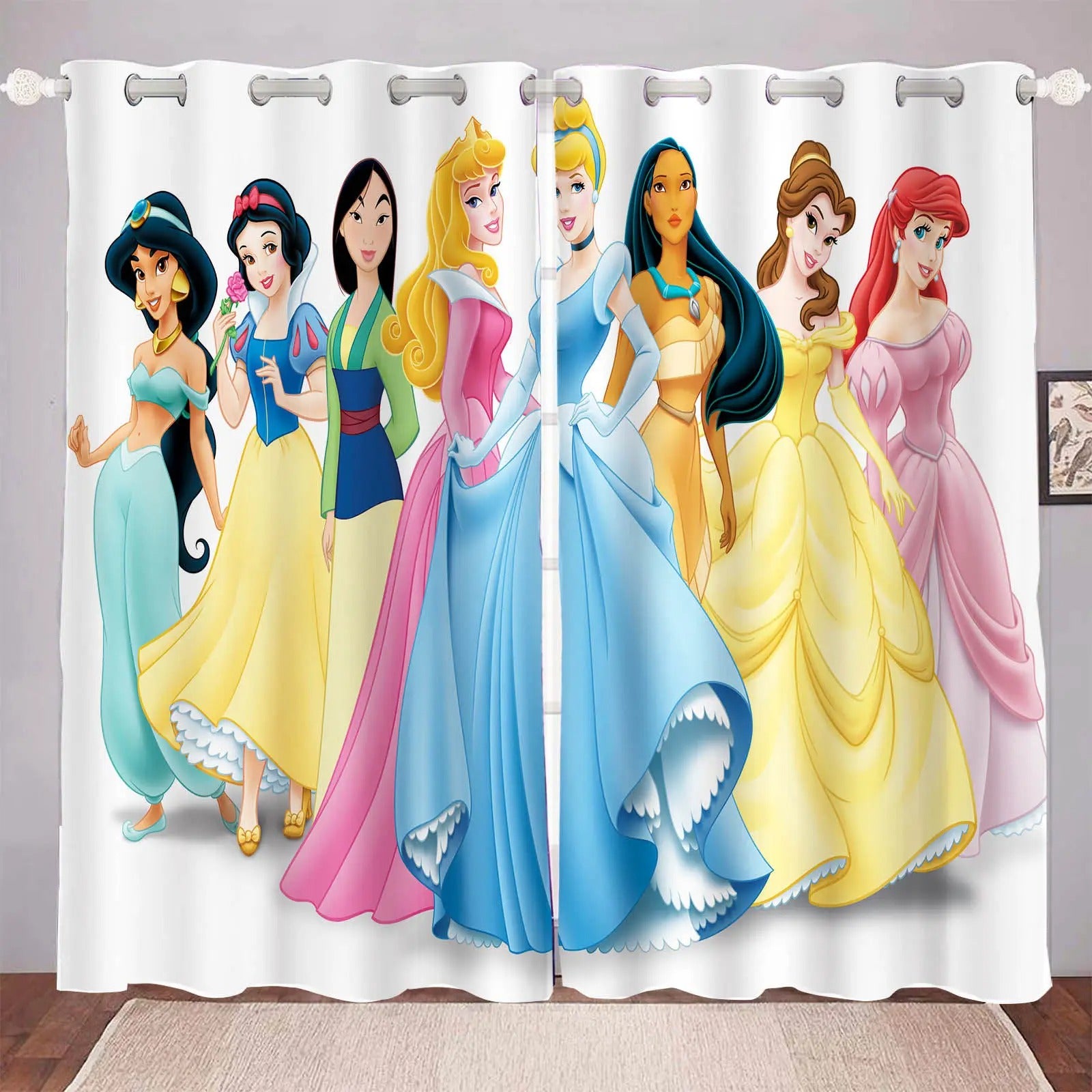 Belle Beauty and the Beast blackout curtains for princess bedroom décor.