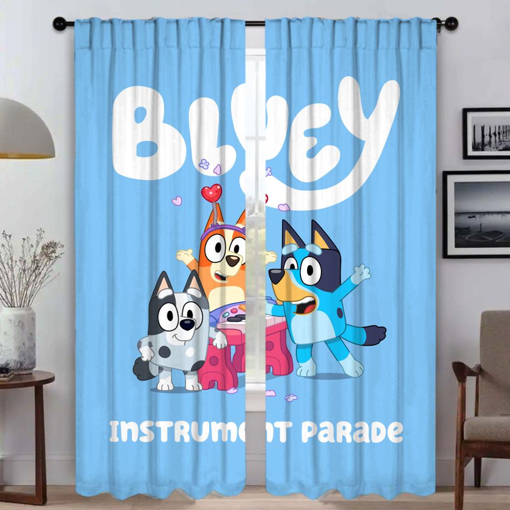 Bluey and Bingo kids blackout curtains, fun and functional cartoon drapes.