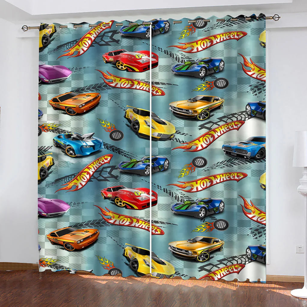 Car model Hot Wheels blackout curtains with grommet top easy installation.