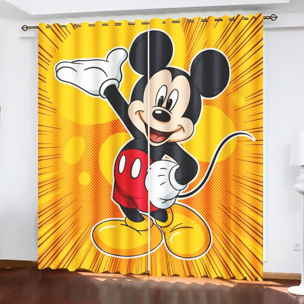 Cartoon Mickey Mouse blackout curtains for kids bedrooms, nurseries, and playrooms.